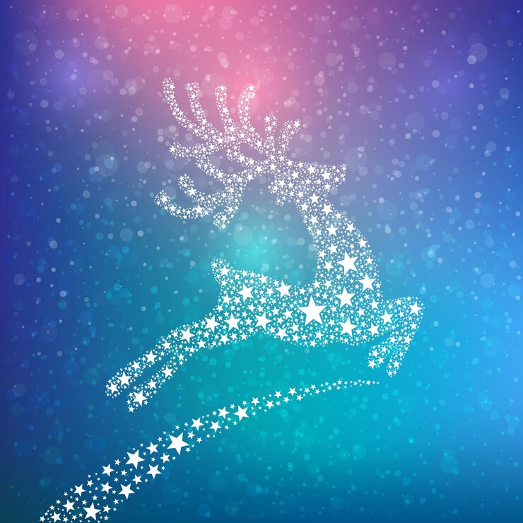 Vector stars reindeer winter background