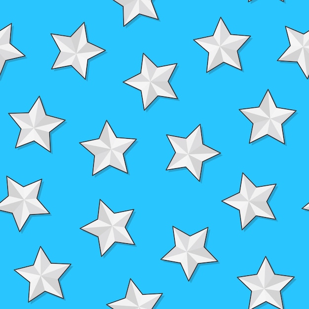 青い背景の上の星のシームレスなパターン。星のテーマのベクトル図