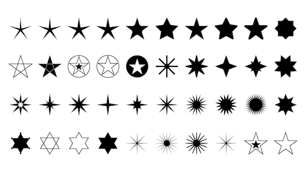 Stars set of 40 black icons Modern simple stars Sparkle star icon set Star vector collection Rating Star icon Vector illustration