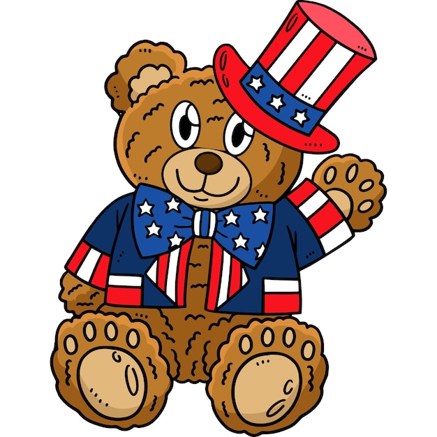 Stars and stripes bear cartoon colored clipart