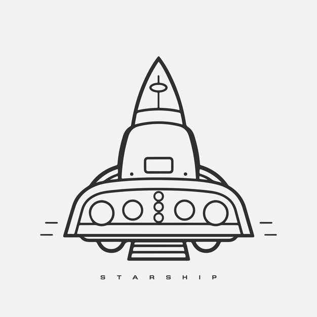 Vector starship logo space satelite retro shuttle moon discovery logotypes of observatory vector badges isolated shuttle and satellite spaceship and rocket adventure illustration