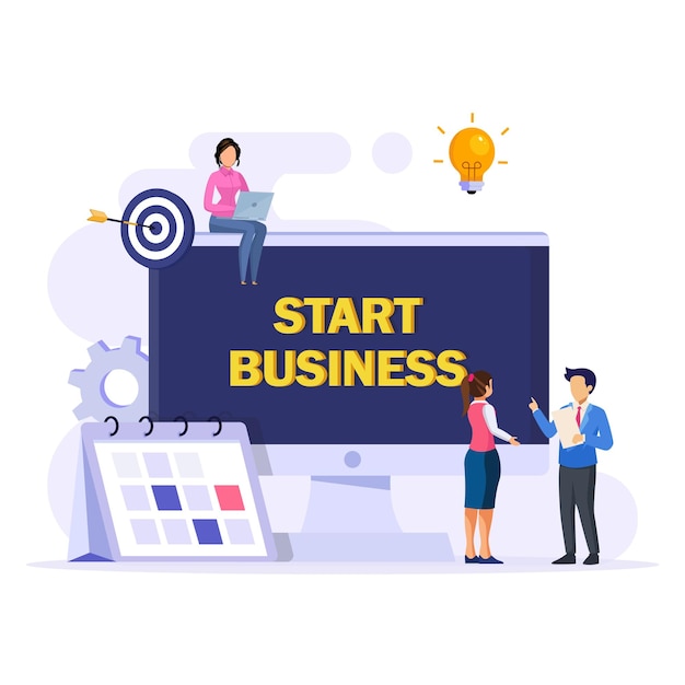 Start business concept Flat design new business project start up development and launch a new innovation product on a market