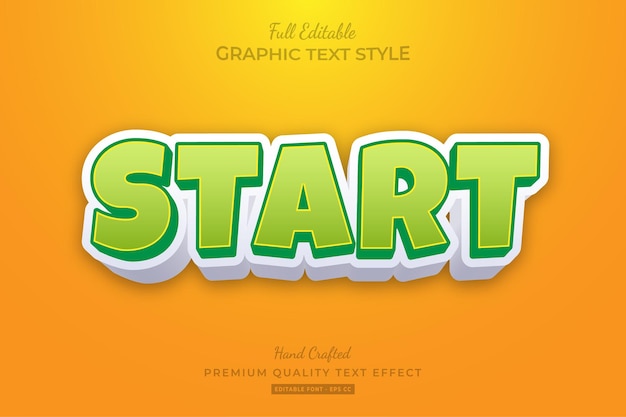 Start cartoon bewerkbare teksteffect lettertypestijl