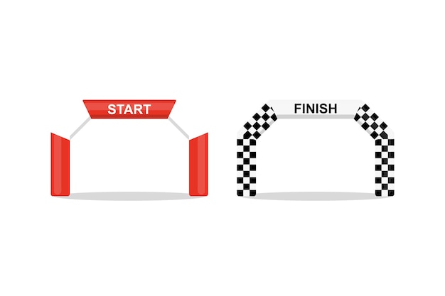 Start en finish opblaasboog vector in plat design