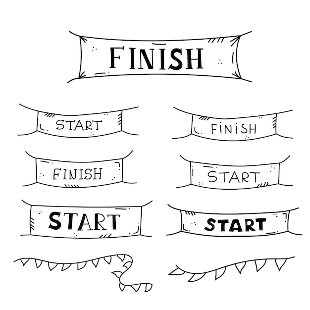 Start and finish banners or flags for outdoor sport event. competition race vector illustration