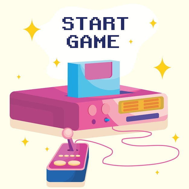 start game card with retro videogames console