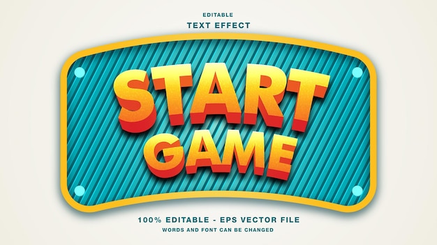 Start game cartoon bewerkbaar teksteffect