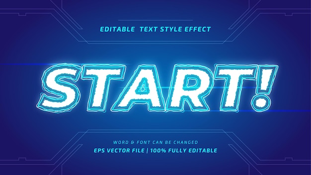 Start game editable 3d vector text style effect. editable illustrator text style.