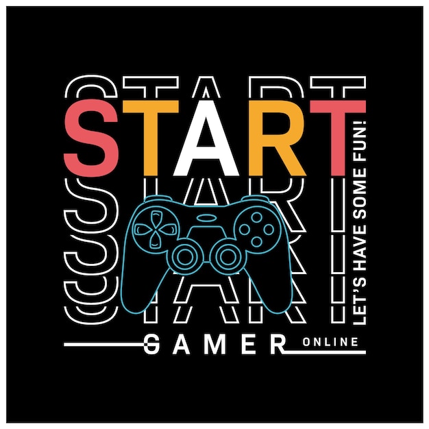 Start gamer typography vector t shirt design illustration