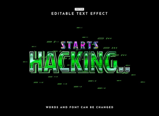 サイバーハッキング - カラフルなモダンレトロフューチャリスティックなクロムテキストエフェクト