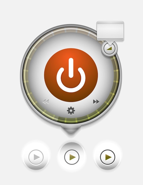 Vector start power button ui icon design on off application symbol