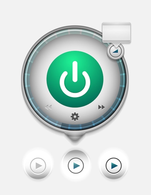 Вектор Дизайн иконки кнопки питания ui на символе выключения приложения