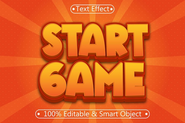 Start spel Bewerkbaar teksteffect 3-dimensie reliëf Cartoon-stijl