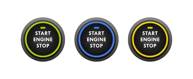 Vector start stop engine button set engine starting and stopping system switch for motor vehicles