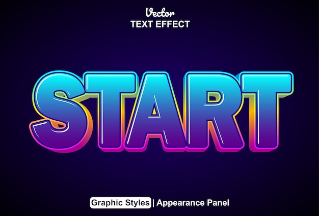 Start text effect with blue color graphic style and editable