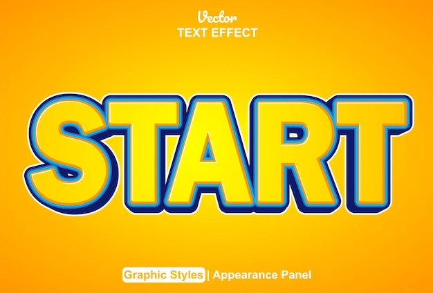 Start text effect with orange color graphic style and editable