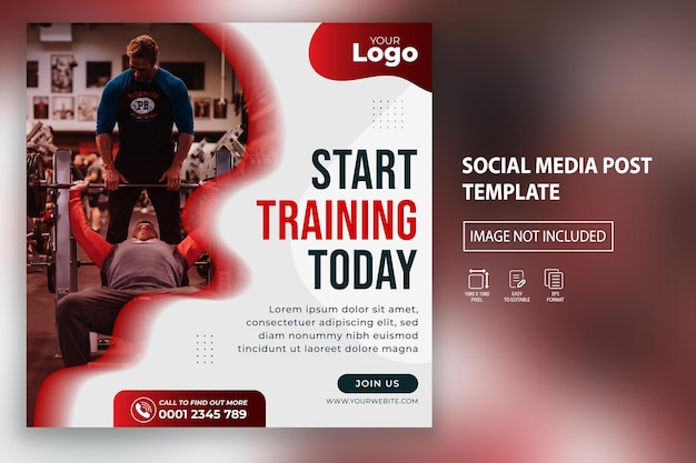 Vector start training today social media post template