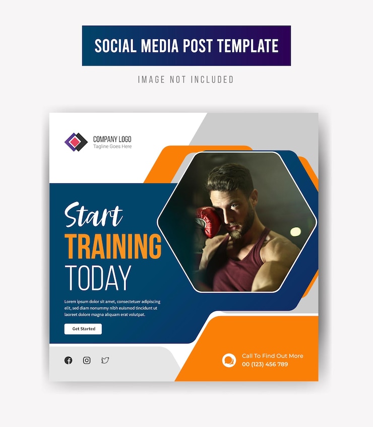 Vector start training today social media promotion post template design premium vector