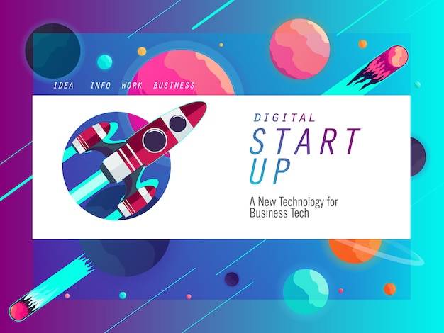 Vector start up banner template for business technology