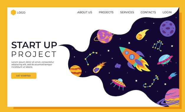 start up business project template for landing page and web design