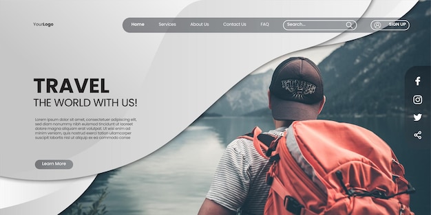 Vector start up corporate green landing page design template