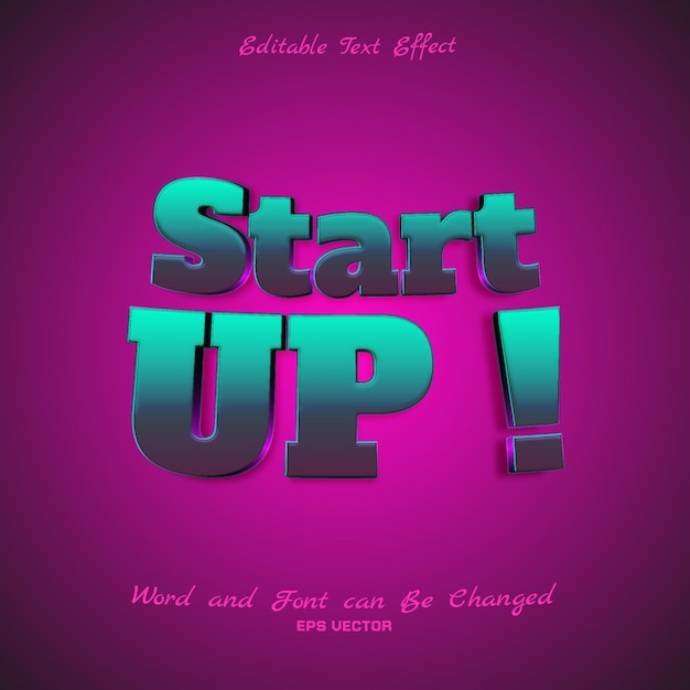 Start UP Editable Text Effect with beautiful color combination for poster or social media post