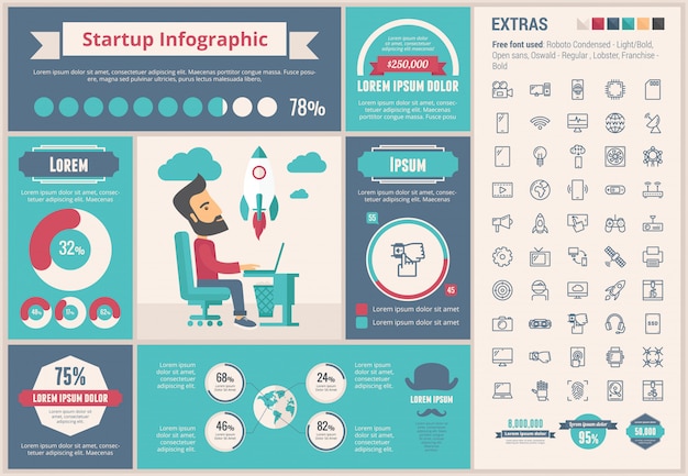 Start up flat design infographic template