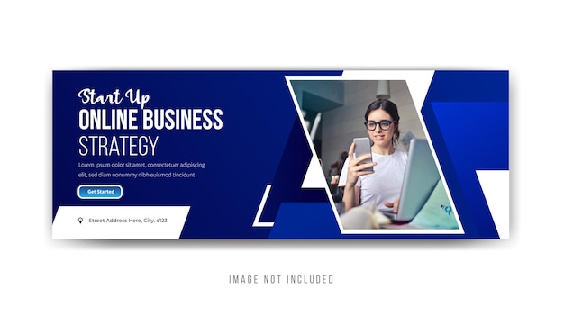 Start up online business strategy Facebook cover banner design premium vector