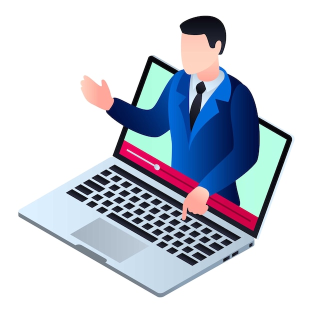 start video webinar icon isometric of start video webinar vector icon for web design isolated on white background