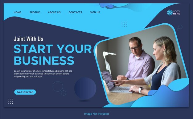 Start Your Business landing page template or homepage design