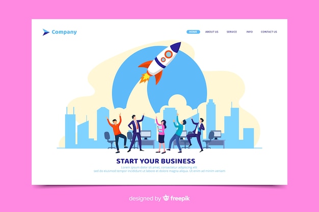 Start your business startup landing page