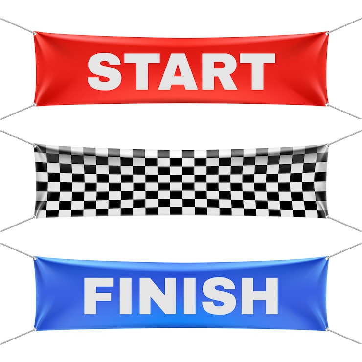 Vector starting finishing and checkered vinyl banners 