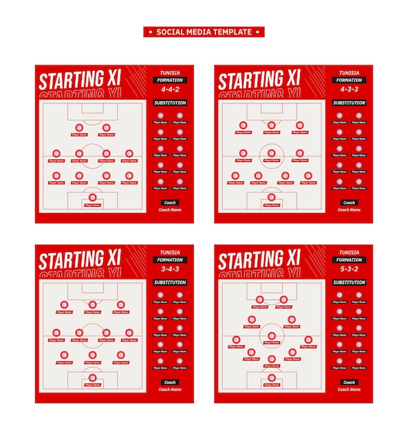 Starting line up formation social media template football 2022