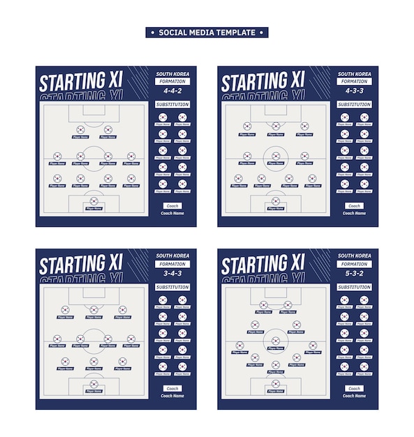 Starting line up formation social media template football 2022