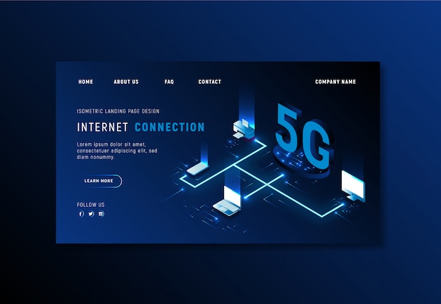 Startpagina met het concept van 5g draadloze technologie.