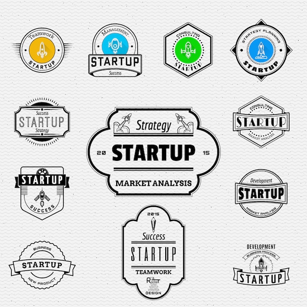 Vector startup badges logos and labels for any use.