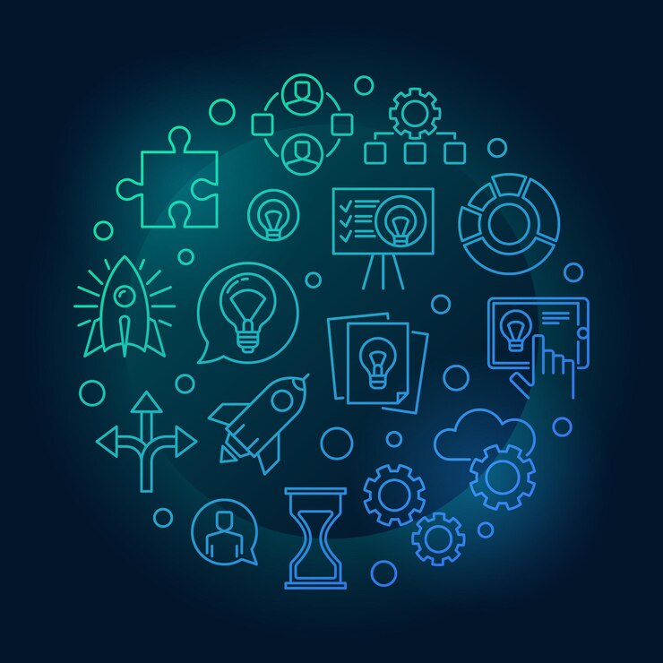 Vector startup blue illustration vector startup symbol