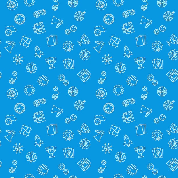 Startup blue seamless vector pattern business background