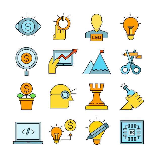 Vector startup business concept icons