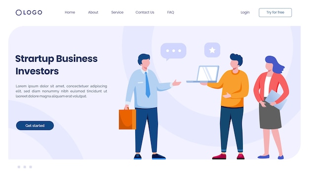 Startup business investors landing page website