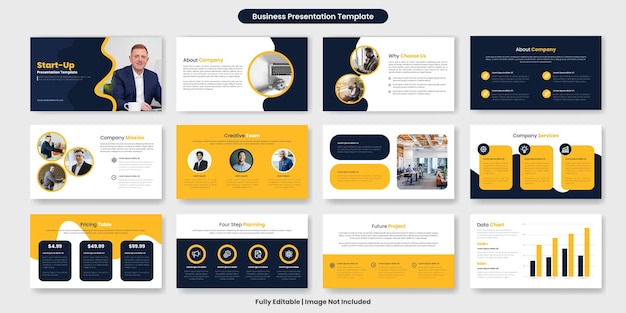 Modello di diapositive di presentazione powerpoint per startup e relazione annuale o profilo aziendale