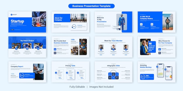 Startup business presentation slide template design set