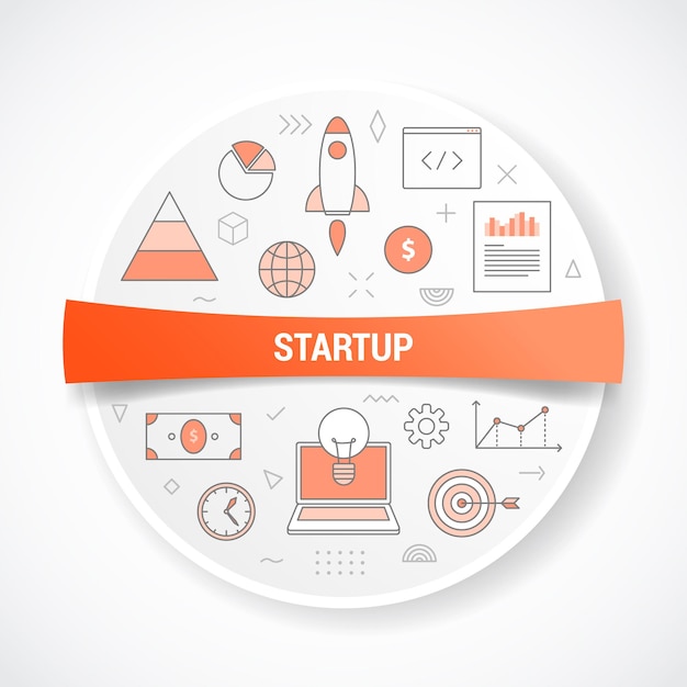 Vector startup business with  concept with round or circle shape  illustration