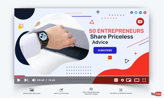 Шаблон видео для стартапов youtube vector premium
