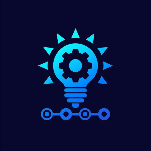 startup icon with a light bulb and gear vector