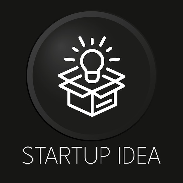 Startup idea minimal vector line icon on 3D button isolated on black background Premium Vector