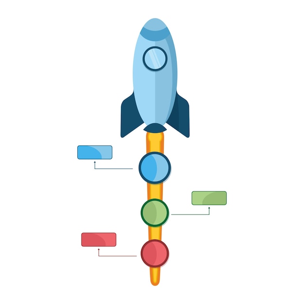 Startup Infographic with Rocket Flat Vector Illustration
