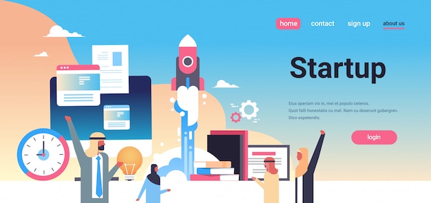 Startup landing page with arabic people