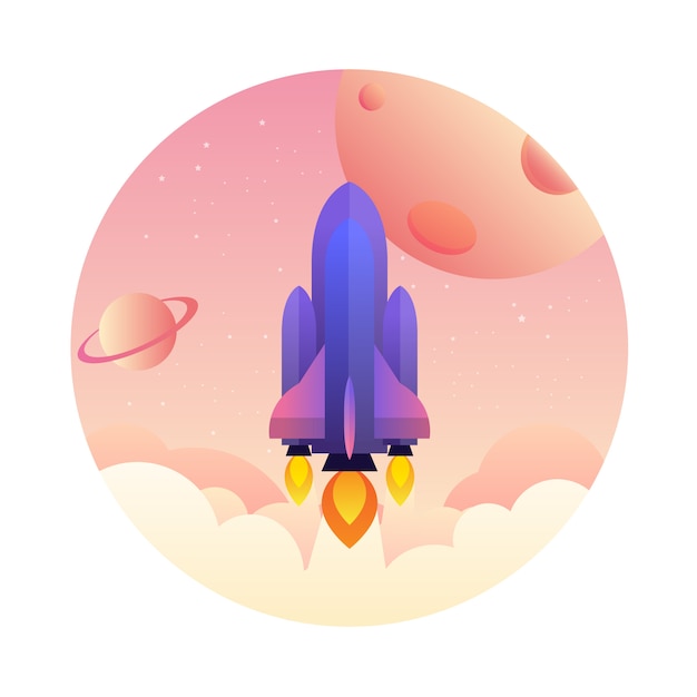 Vector startup launch concept illustration,modern rocket vector illustration