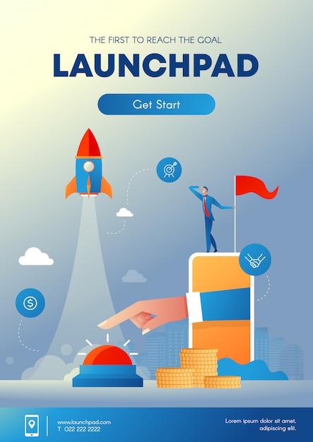 Vector startup launch poster